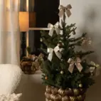 Julrosett cremevit satin