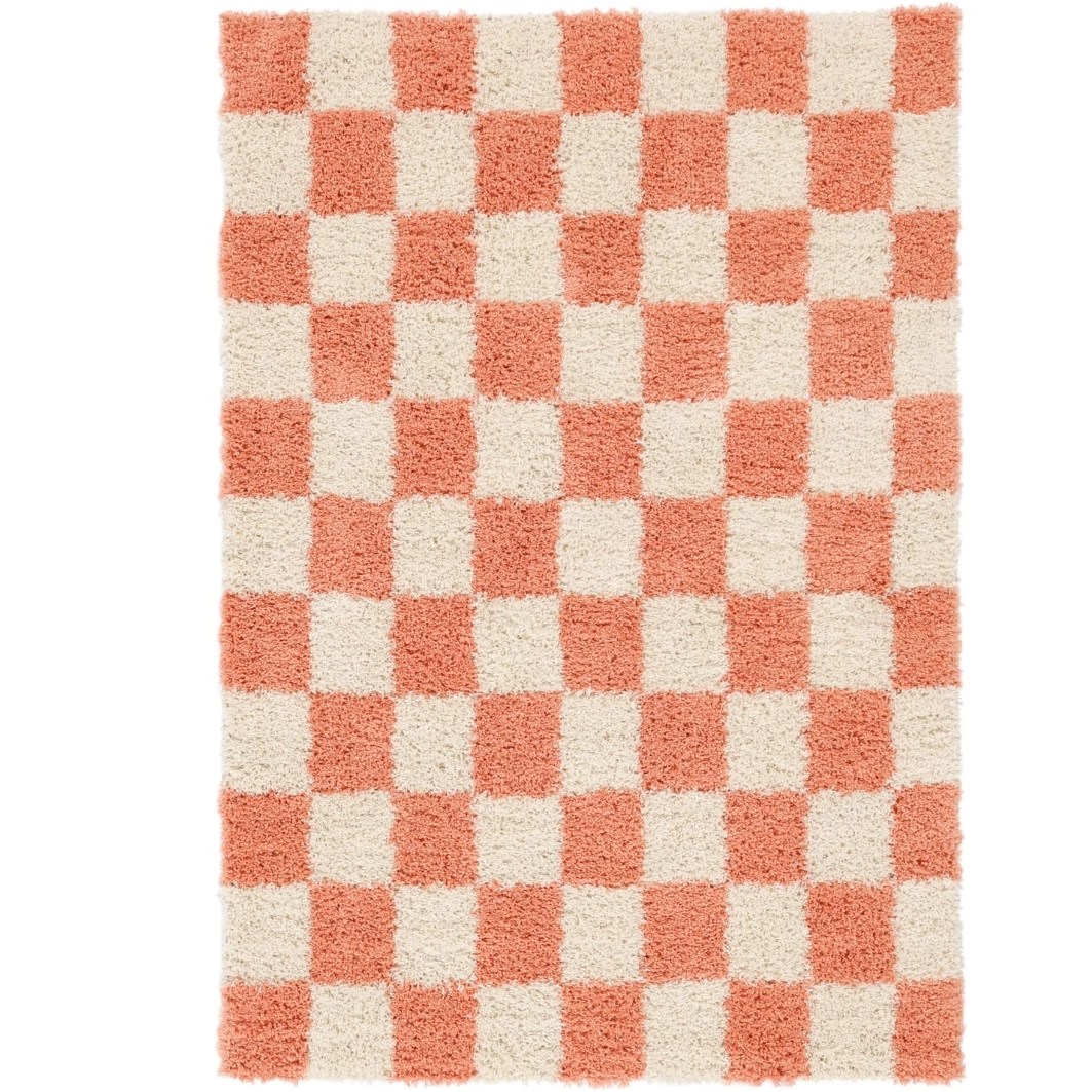 Matta rutig orange/vit