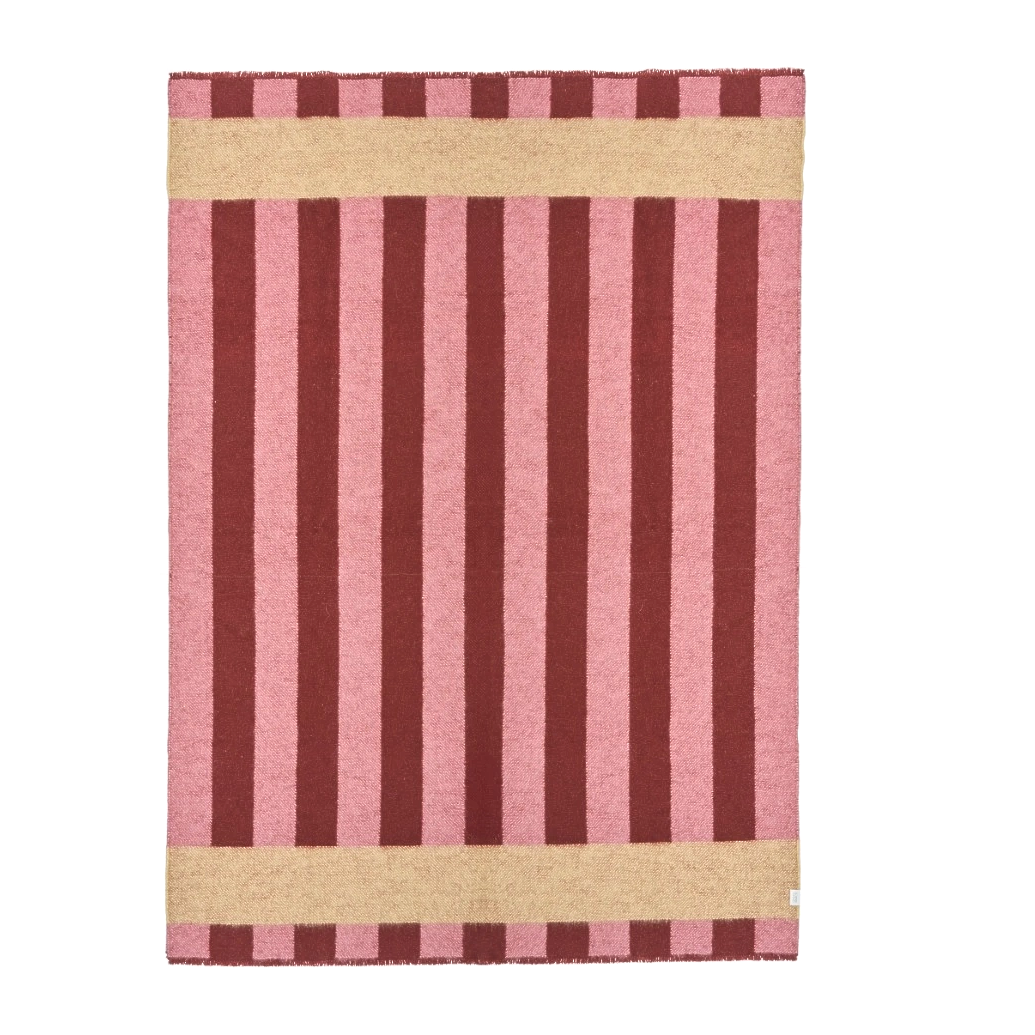 Pläd burgundy/rosa ull