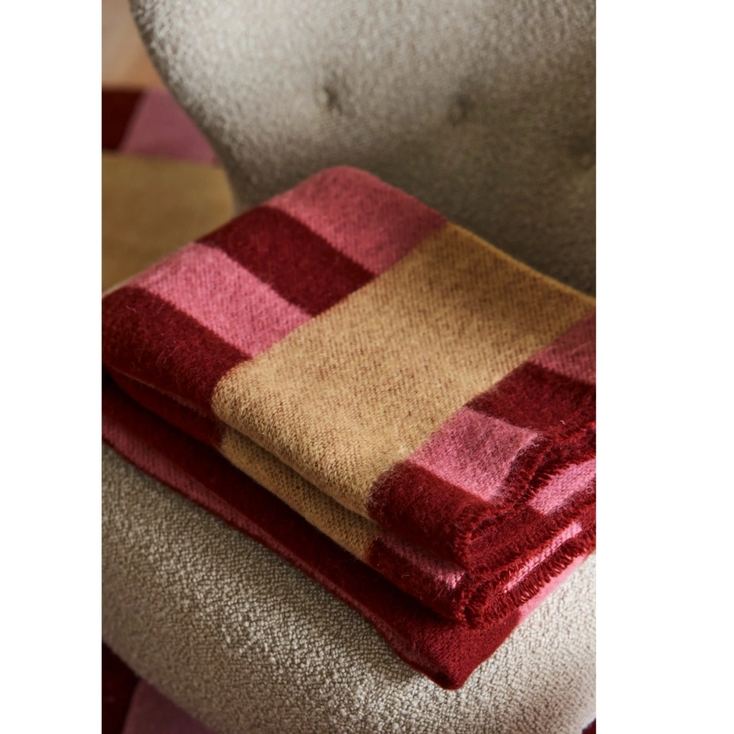 Pläd burgundy/rosa ull