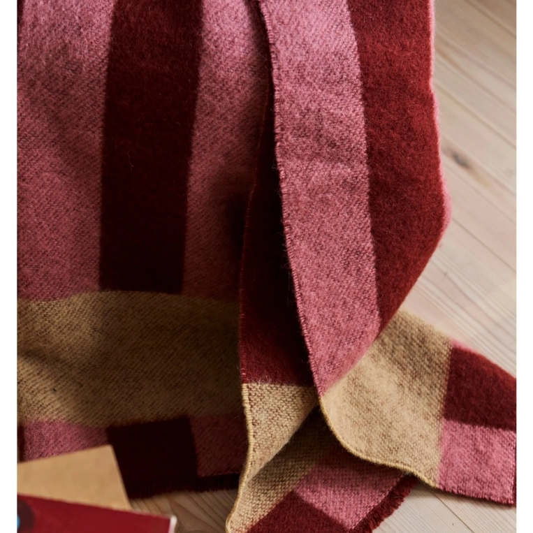Pläd burgundy/rosa ull