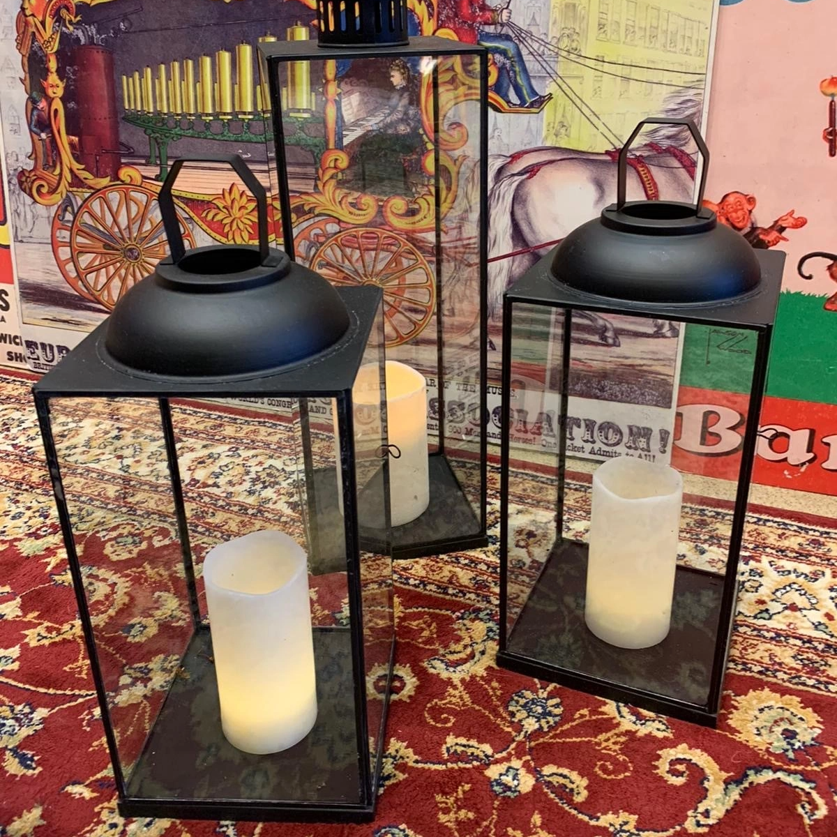 Ljuslykta metall/glas 44-50cm