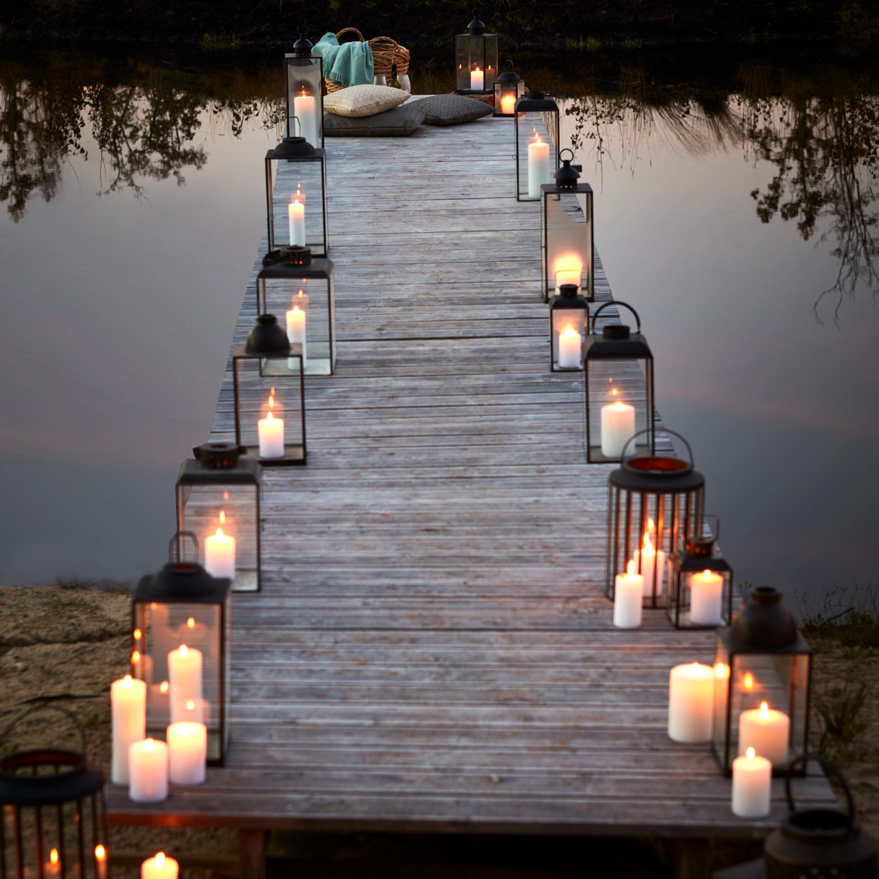 Ljuslykta metall/glas 61-66cm