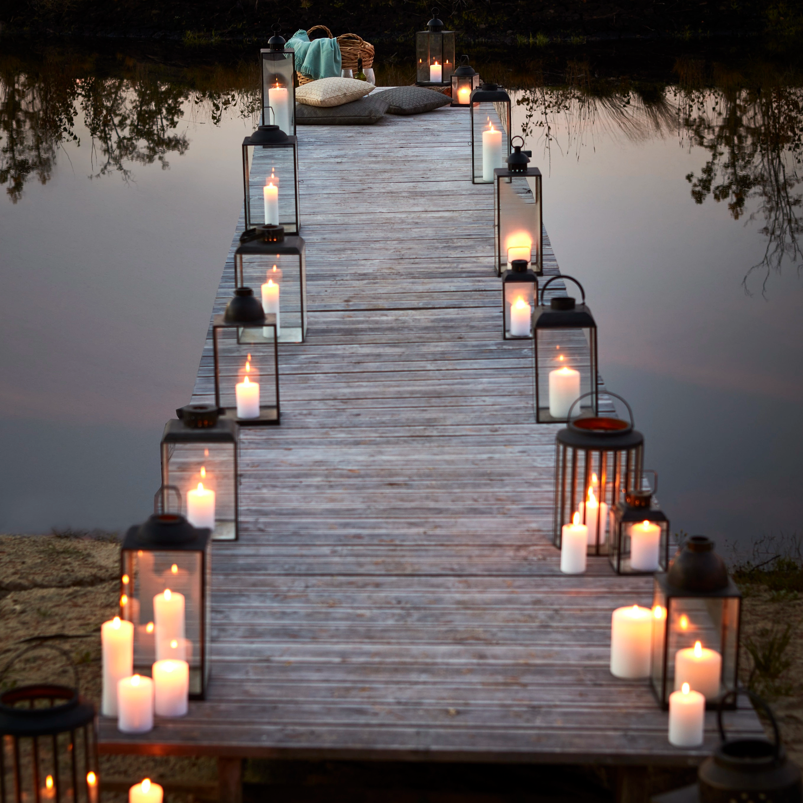 Ljuslykta metall/glas 61-66cm