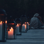 Ljuslykta metall/glas 44-50cm