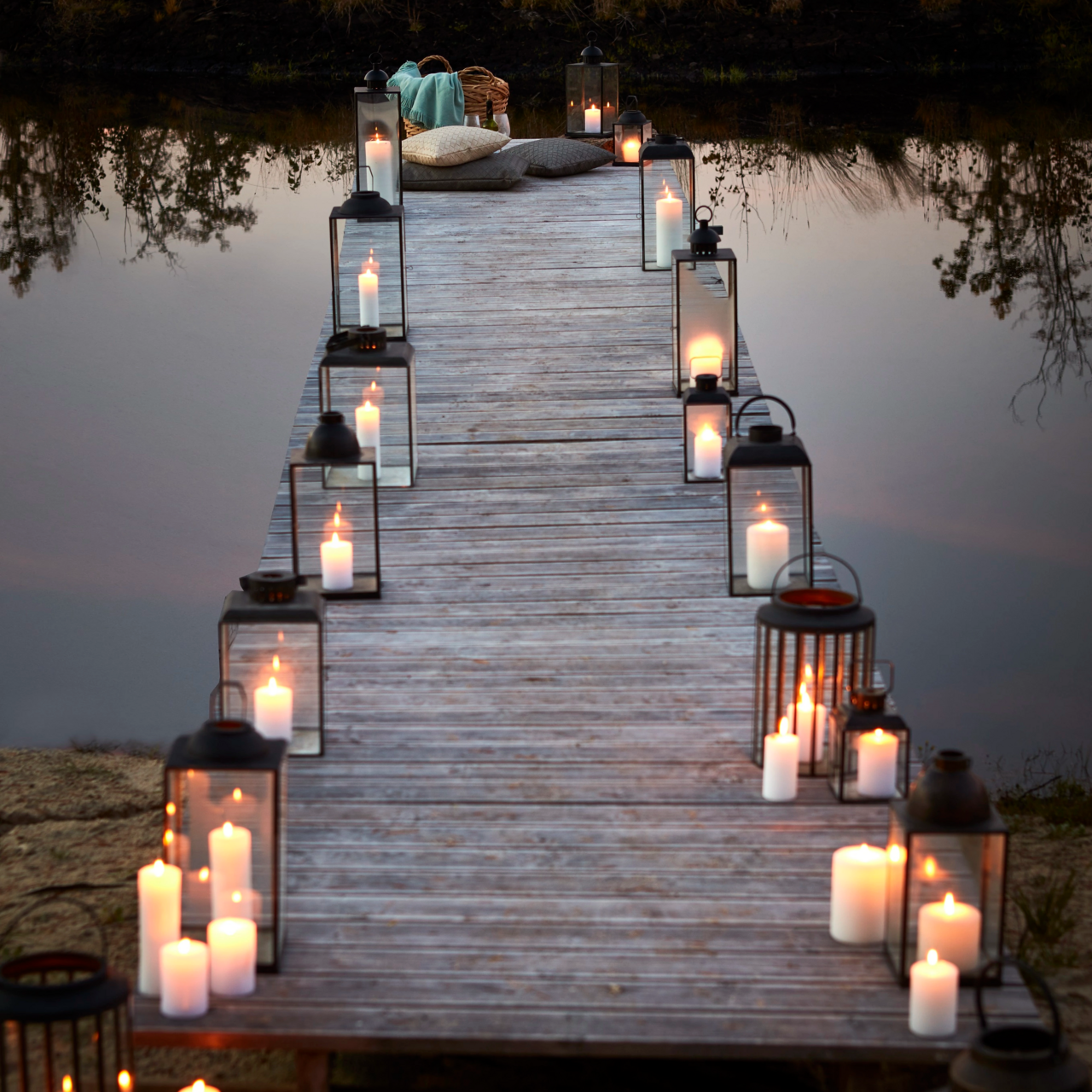 Ljuslykta metall/glas 44-50cm