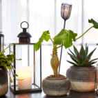 Ljuslykta metall/glas 36cm