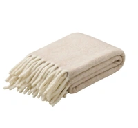 Pläd beige ull/frans