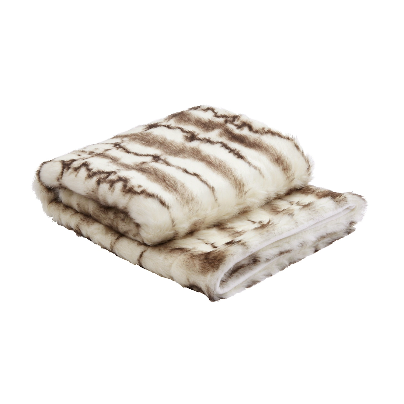 Pläd brunvit fuskpäls