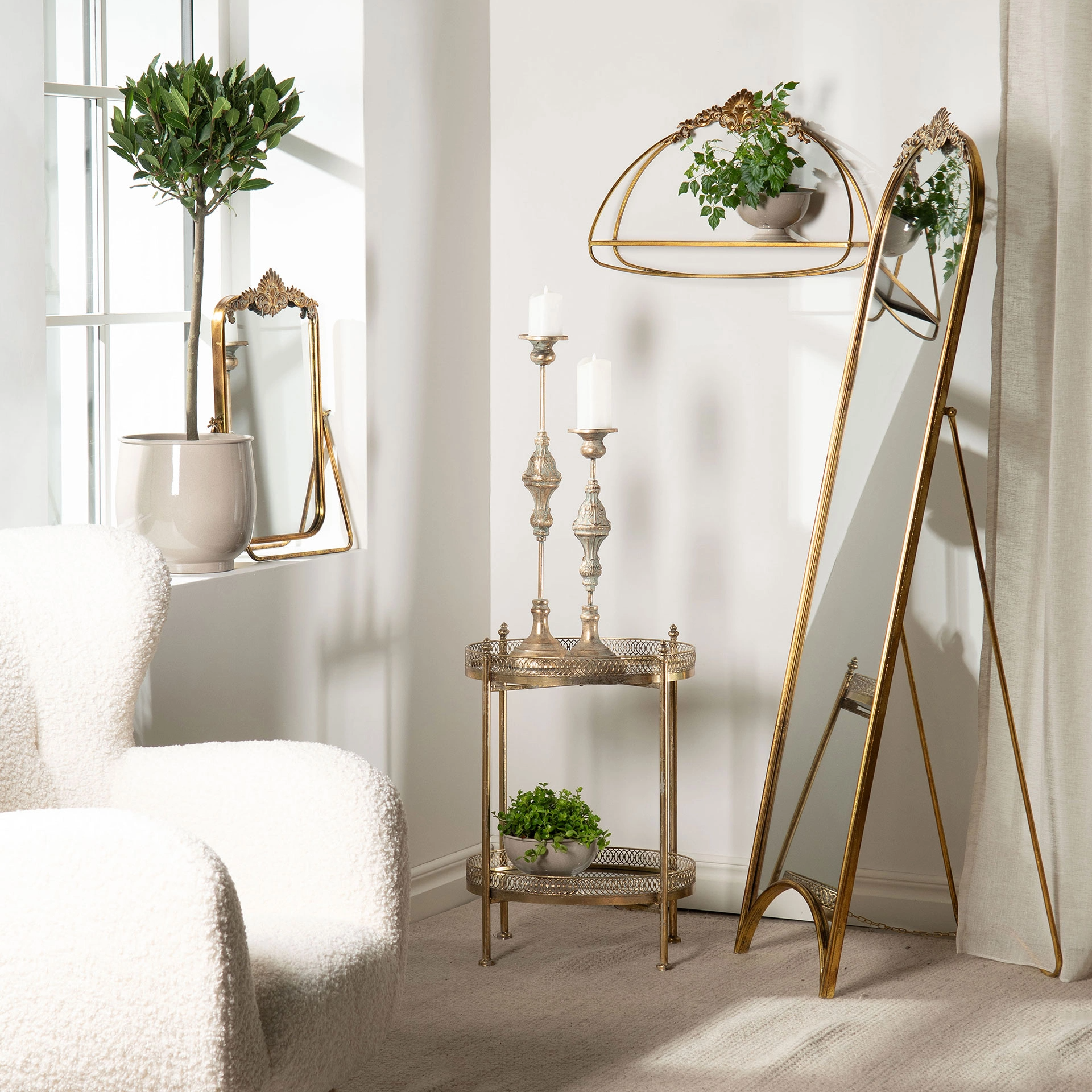 Spegel antik mässing