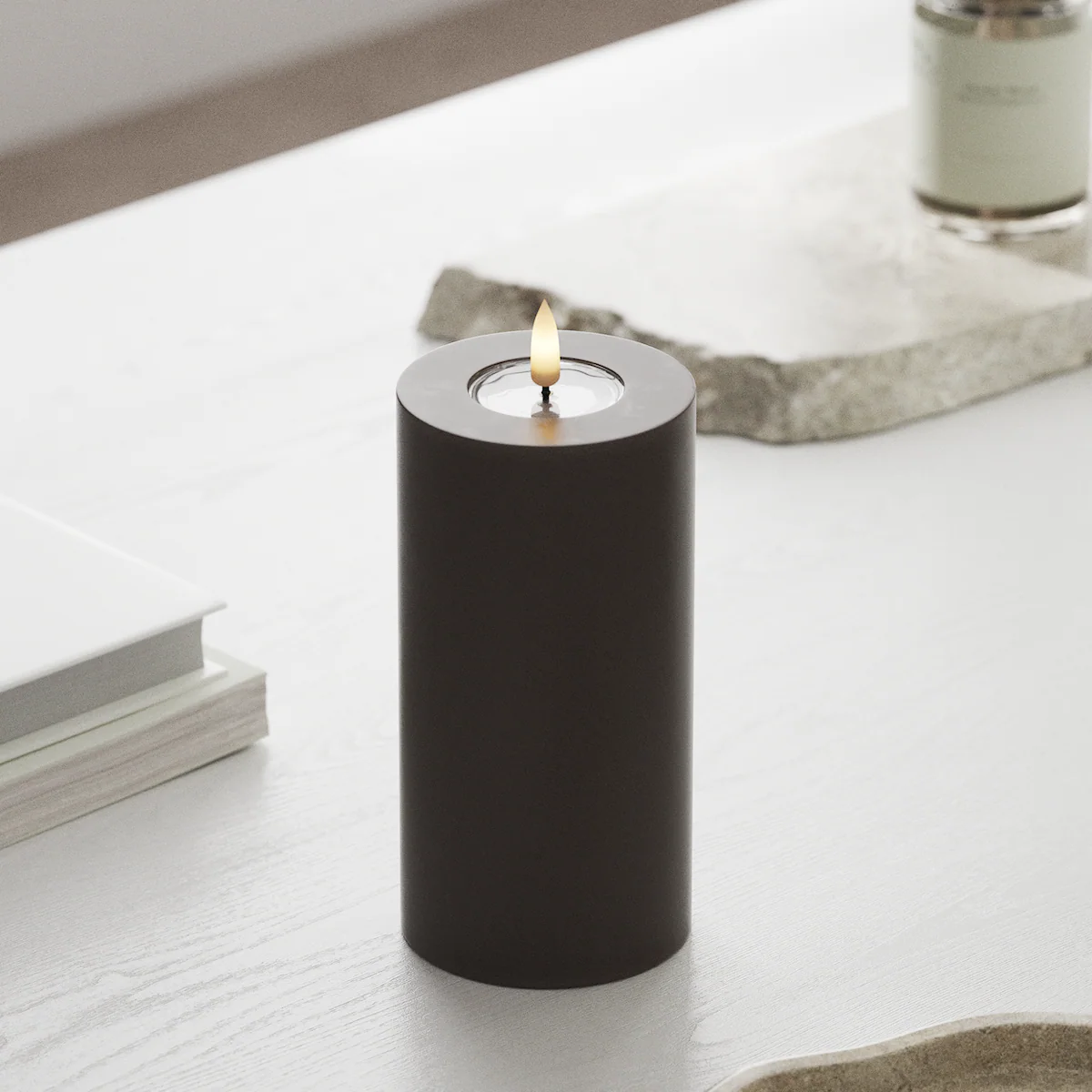 Blockljus LED Flamme brun