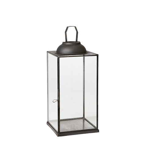 Ljuslykta metall/glas 36cm