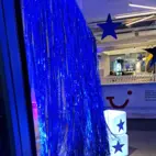 Blått holografiskt draperi